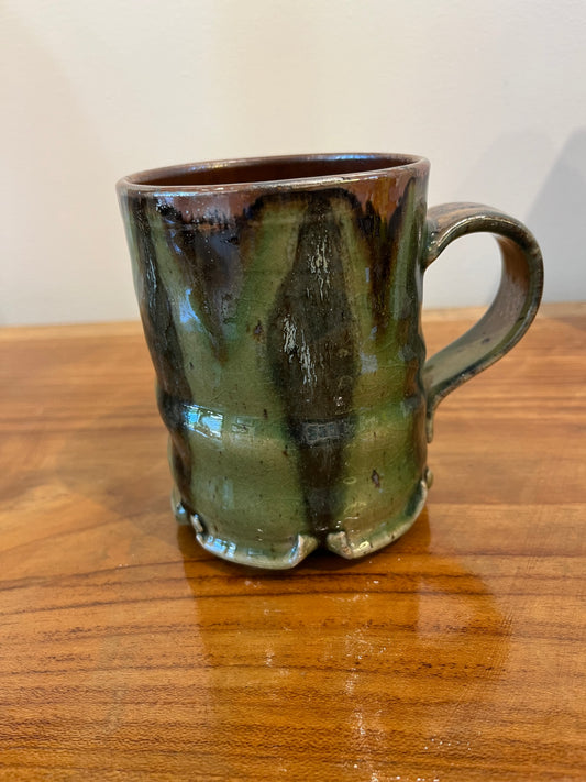 Green and Black Pottery Mug