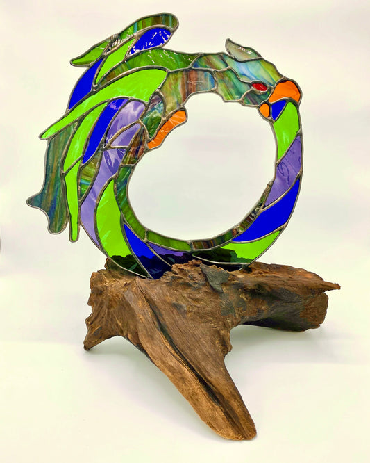 Ouroboros Dragon on Wood Stand