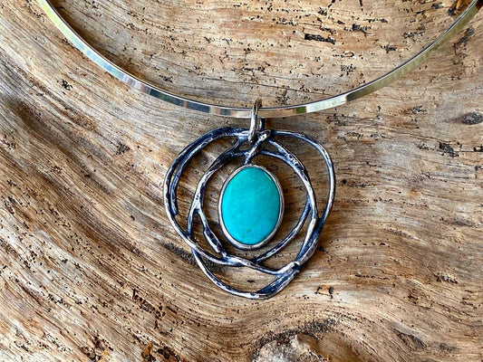Turquoise Nest Sterling Silver Pendant