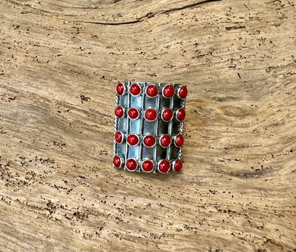 Sterling Silver Bamboo Coral Saddle Ring