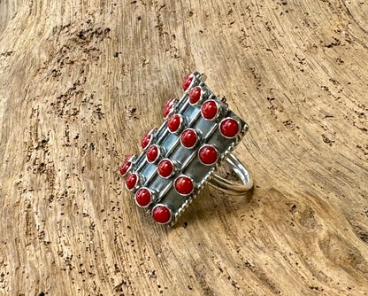 Sterling Silver Bamboo Coral Saddle Ring