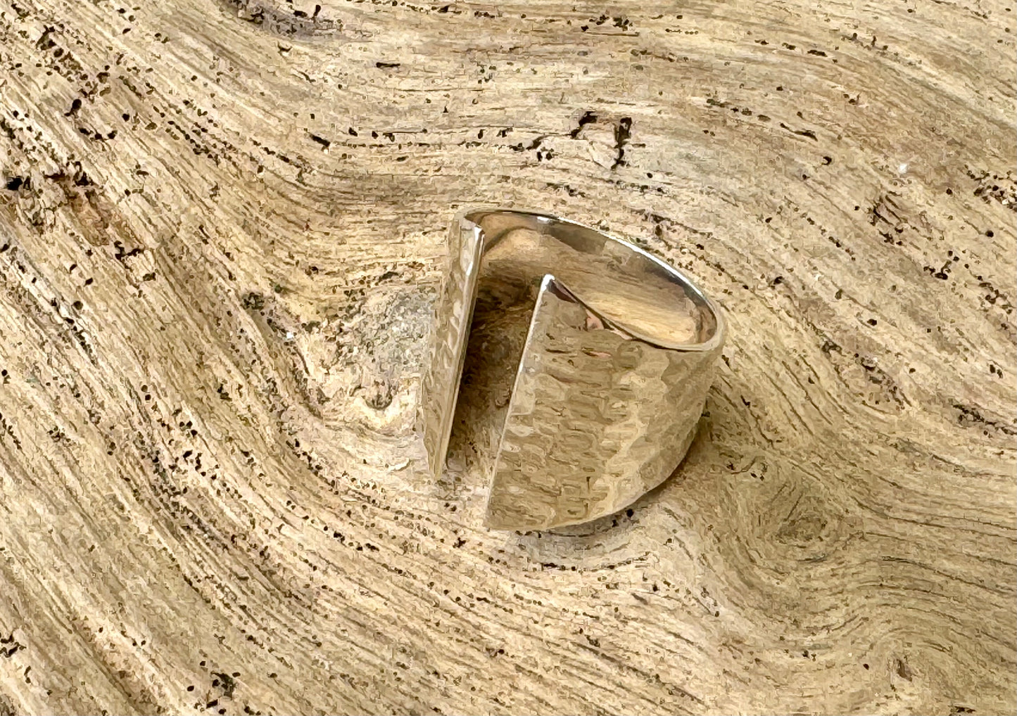 Sterling Silver Hammered Shield Ring