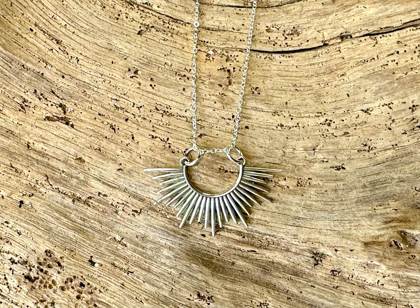 Sterling Silver Half Sunburst Pendant