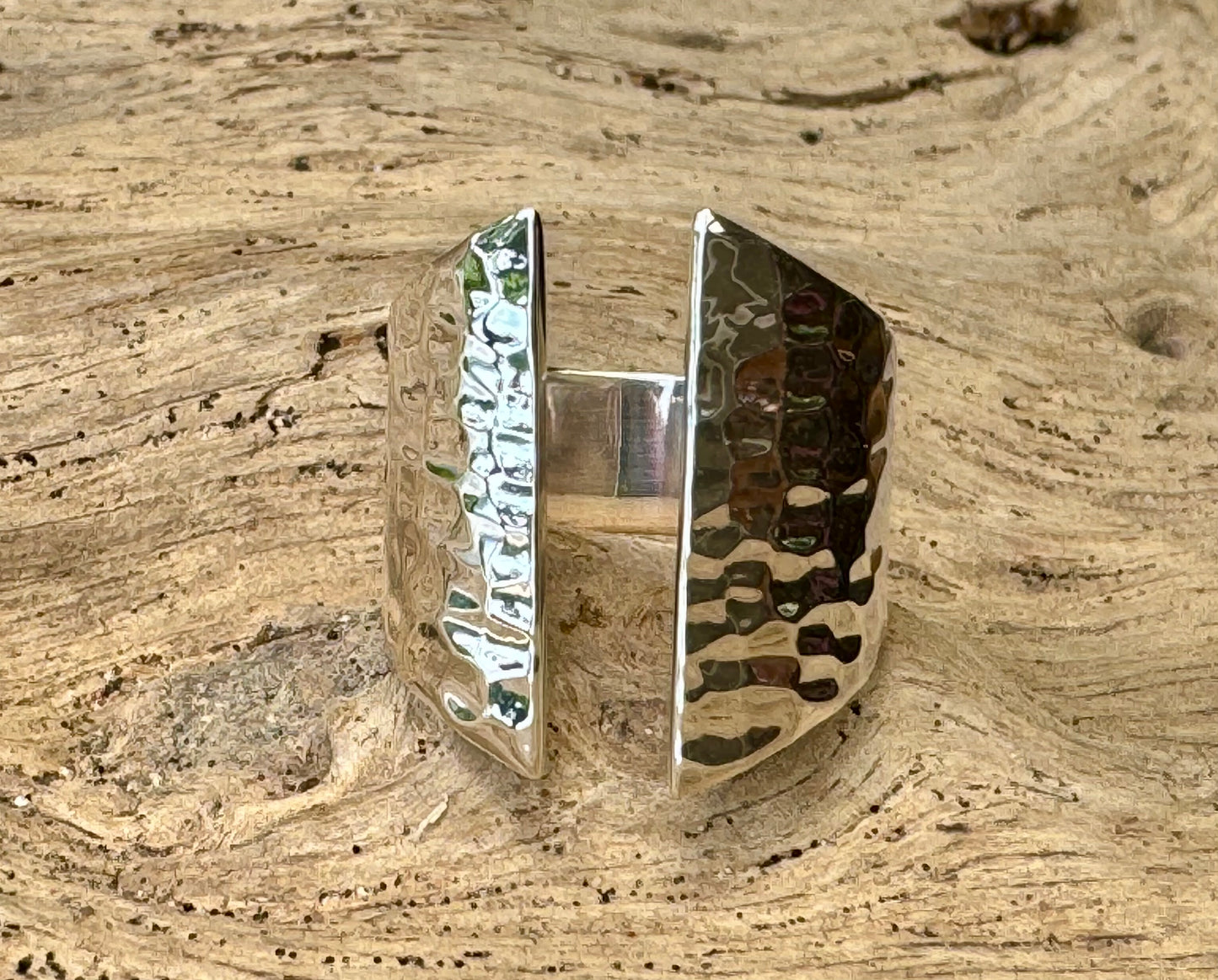 Sterling Silver Hammered Shield Ring