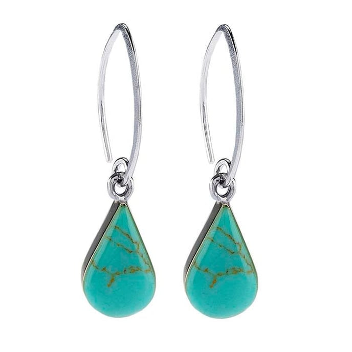 Serling Silver & Pear Shaped Turquoise Earrings