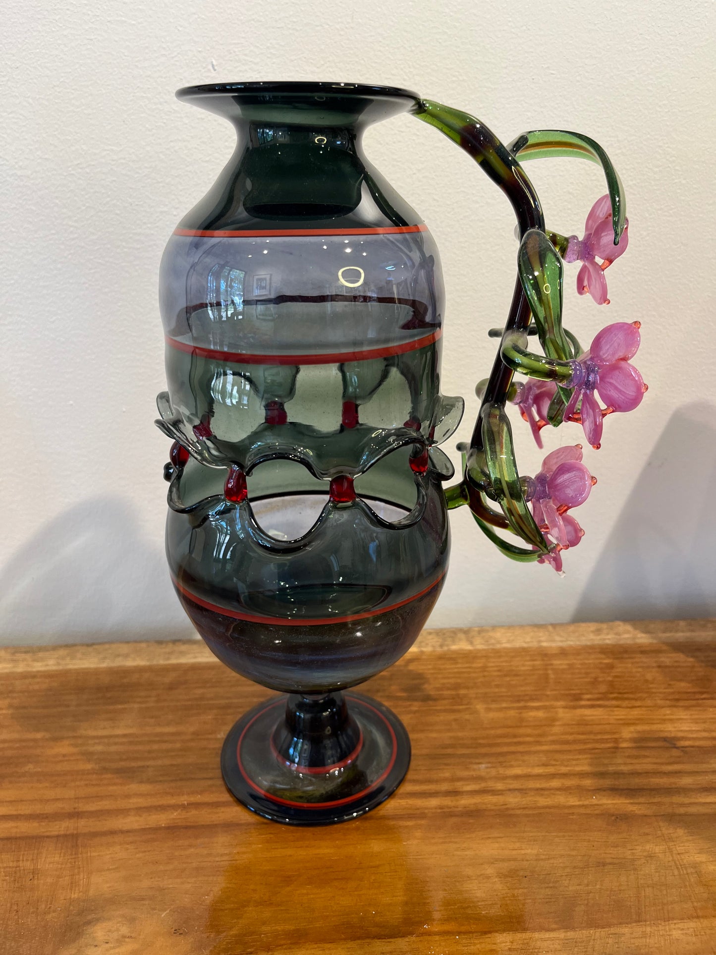 Glass Vase, Black Flame Work