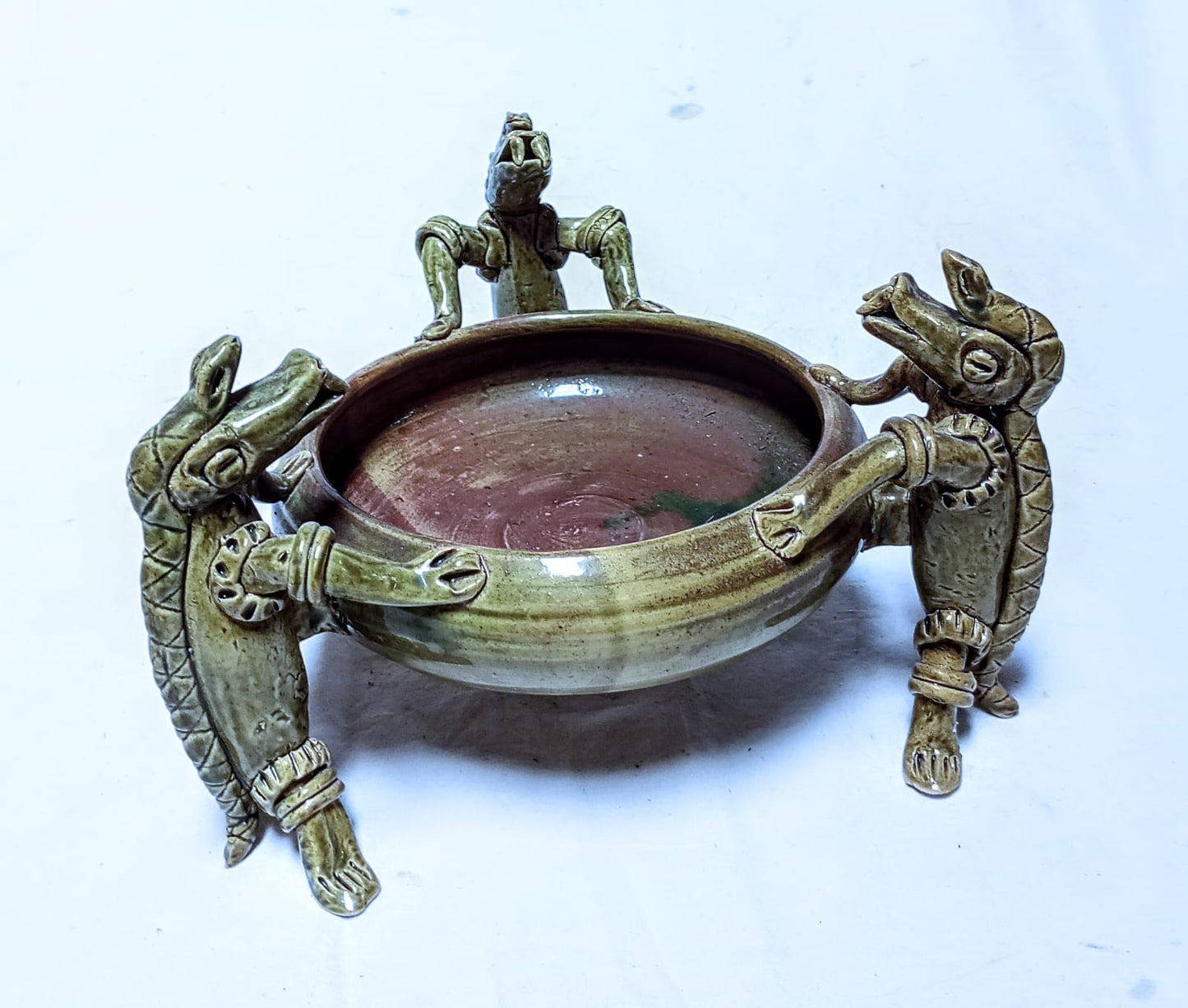 Ceramic Tripodal Green Bowl