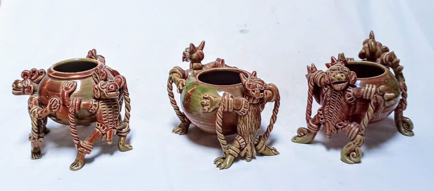 Copper Red Tripodal Pots