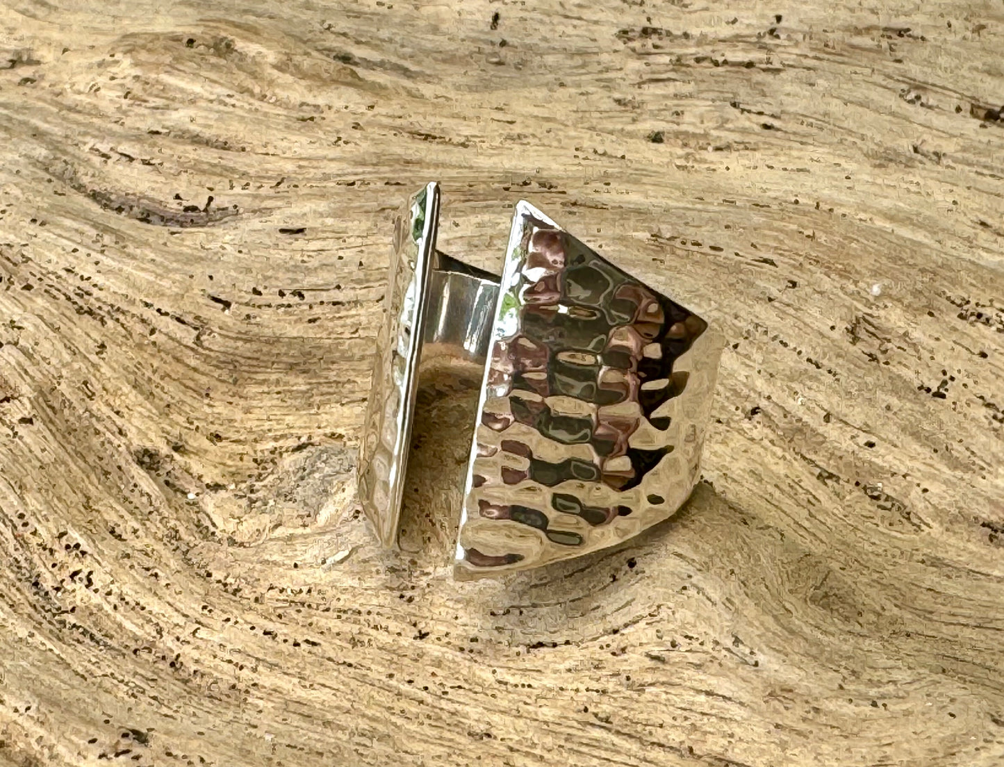 Sterling Silver Hammered Shield Ring