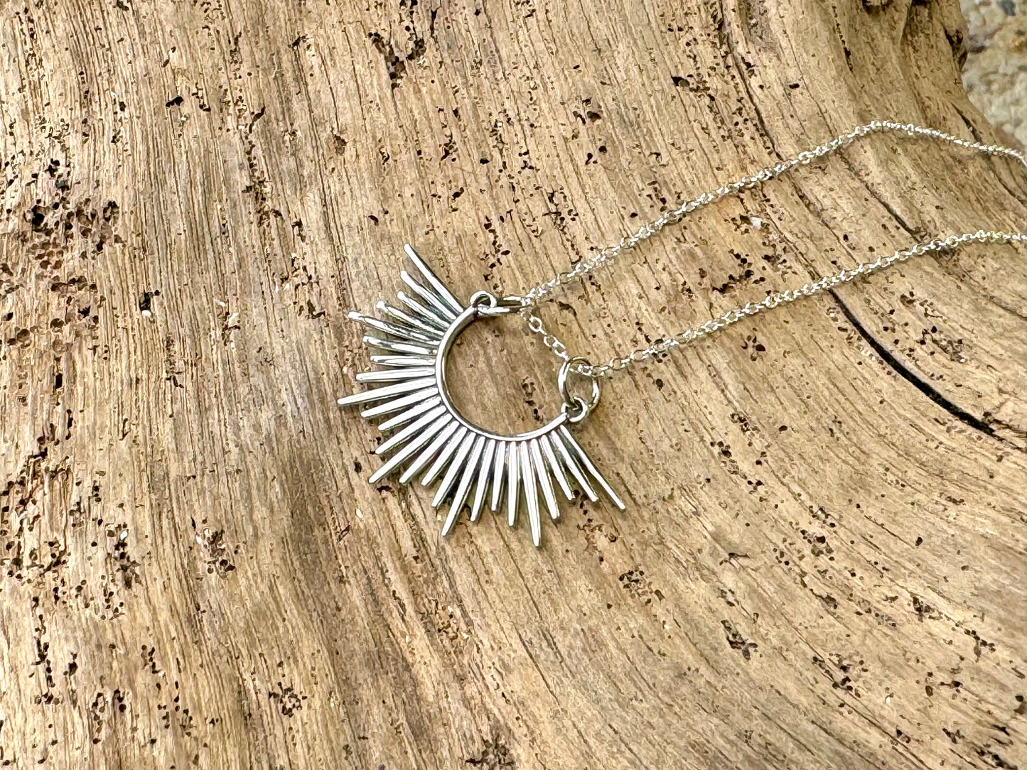 Sterling Silver Half Sunburst Pendant