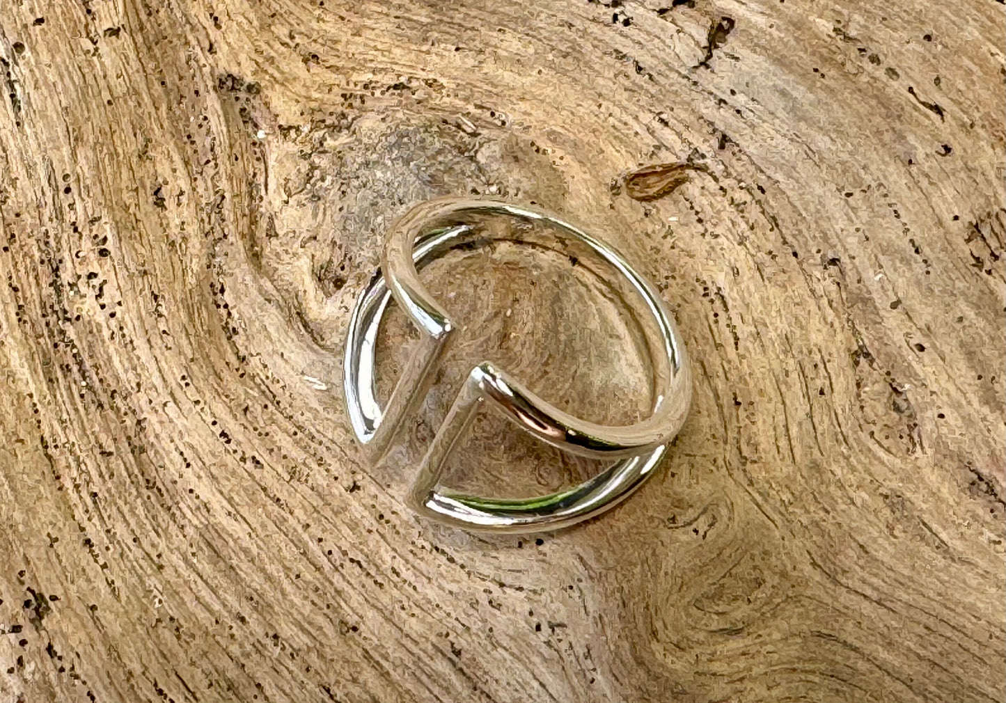 Sterling Silver Double Triangle Adjustable Ring