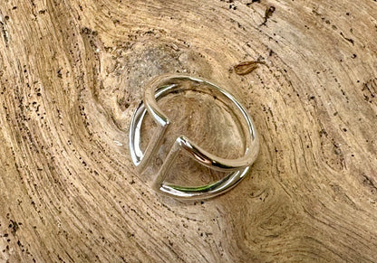 Sterling Silver Double Triangle Adjustable Ring