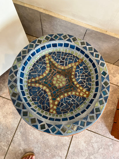 Mosaic Bird Bath Star Pattern