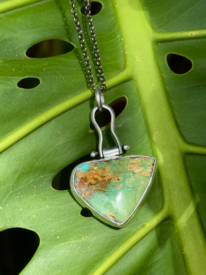 Verdant Shield - Turquoise and Sterling Silver