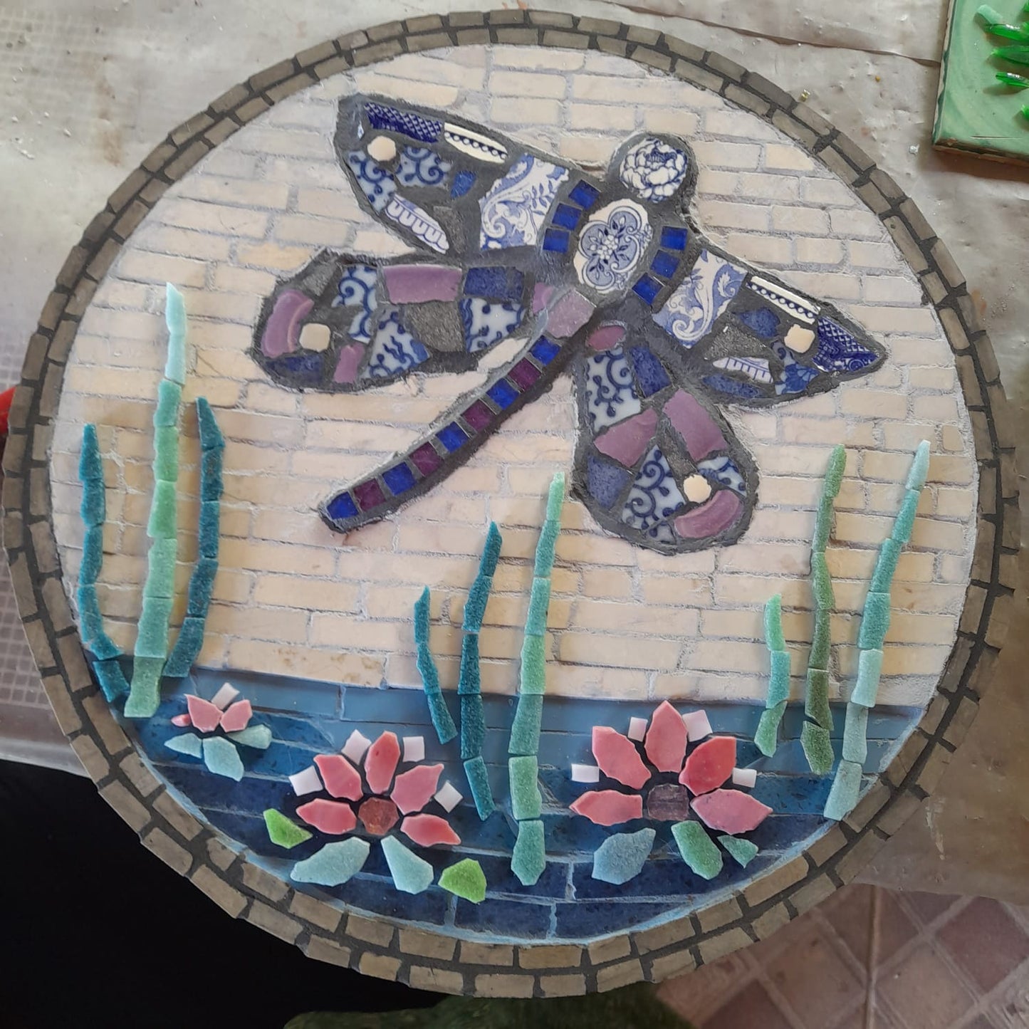 Mosaic Dragonflies with Moon Wall Plaques