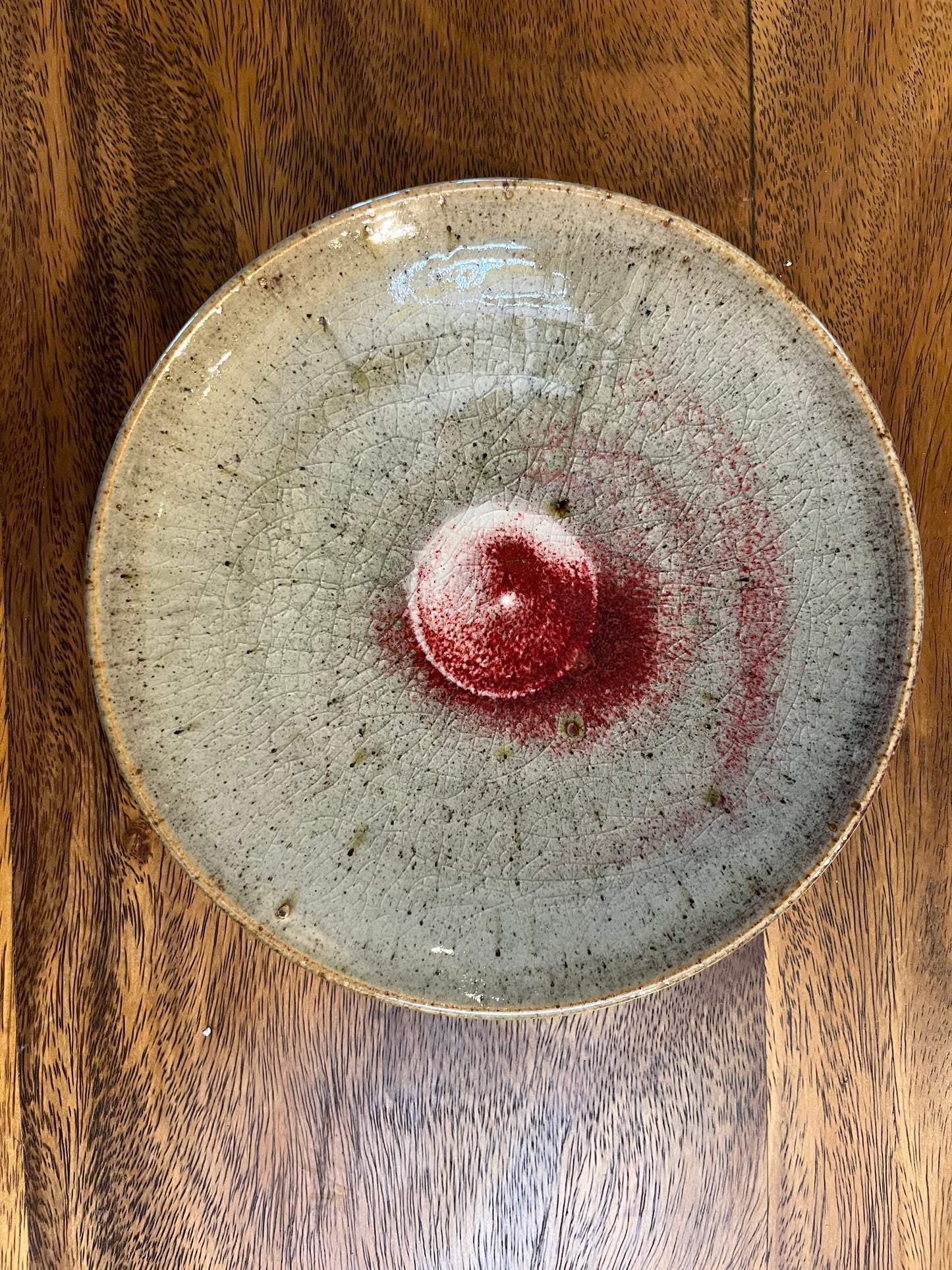 Grey and Burgundy Decorative Pottery Plate